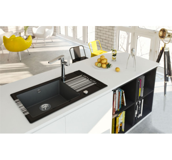 Кухонна мийка скляна з графікою Deante Capella край трапецевидний (ZSC SD2C)