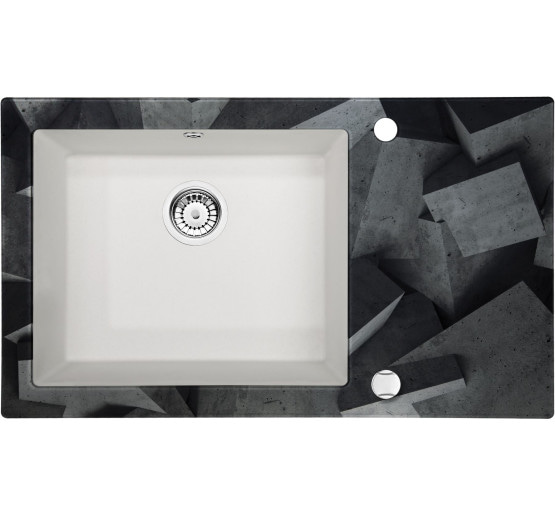 Кухонна мийка скляна з графікою Deante Capella край круглий (ZSC AB1C)