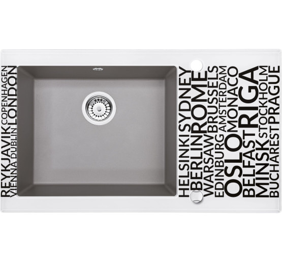 Кухонна мийка скляна з графікою Deante Capella край трапецевидний (ZSC SA2C)
