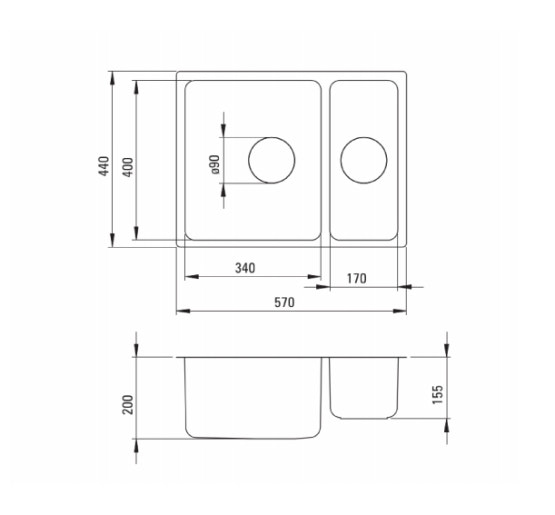 Кухонная мойка стальная 1,5 чаша без крыла для сушки Deante Egeria сатин (ZPE 050C)
