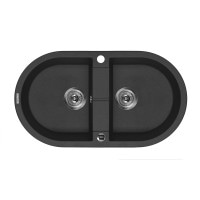 Гранітна кухонна мийка 2 чаші без крила для сушки Deante Piva графітовий (ZQI 220В) 