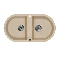 Гранитная кухонная мойка 2 чаши без крыла для сушки Deante Piva бежевый (ZQI 720B) 