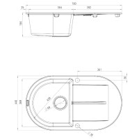 Гранітна кухонна мийка з крилом для сушки Deante Piva графітовий (ZQI 211B) 