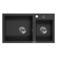 Гранітна кухонна мийка 2 чаші без крила для сушки Deante Piva графітовий (ZQI 2203) 