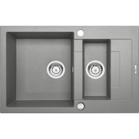 Гранітна кухонна мийка на 1,5 чаші з укороченим стоком Deante Rapido сірий металік (ZQK S513) 