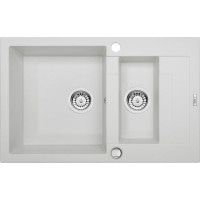 Гранітна кухонна мийка на 1,5 чаші з укороченим стоком Deante Rapido алебастр (ZQK A513) 