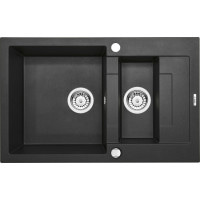 Гранітна кухонна мийка на 1,5 чаші з укороченим стоком Deante Rapido графітовий металік (ZQK G513) 