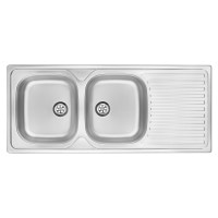 Кухонна мийка стальна 2 чаші з крилом для сушки  Deante Twist декор (ZEU 3210)