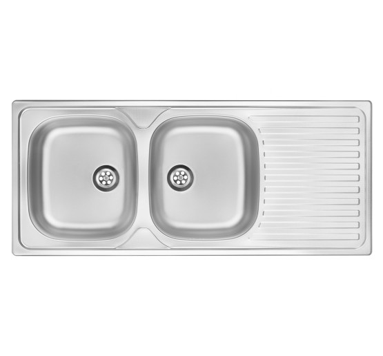 Кухонна мийка стальна 2 чаші з крилом для сушки  Deante Twist декор (ZEU 3210)