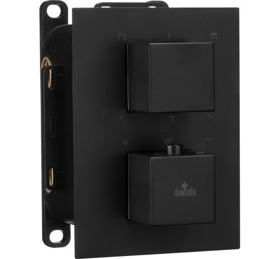 Термостатичний змішувач з перемикачем на душ Deante Box чорни (BXY NEAT)