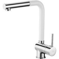 Смеситель для мойки Deante Aster хром/белый с выдвижным носиком (BCA W730)