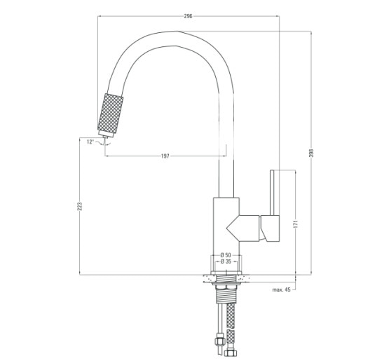 Змішувач для мийки з підключенням до фільтру Deante Aster  хром/чорний (BCA 064M)