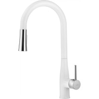 Смеситель для мойки Deante Lukrecja хром/белый с выдвижным носиком U (BDH W720)
