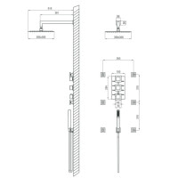 Душевая панель скрытого монтажа с термостатическим смесителем Deante Multi-System хром (NAC 090T)