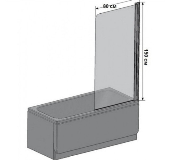 Штора для ванни Eger 80x150 прозоре скло, права (599-02) 