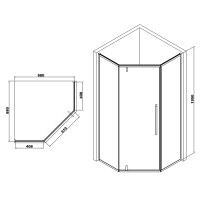 П`ятикутна душова кабіна без піддону Eger A LÁNY 90x90 з прозорим склом (599-552/1)