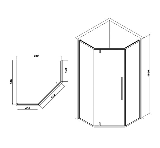 П'ятикутна душова кабіна без піддону Eger A LÁNY 90x90 з прозорим склом (599-552/1)