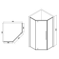 П`ятикутна душова кабіна без піддону Eger A LÁNY 100x100 з прозорим склом (599-553/1)