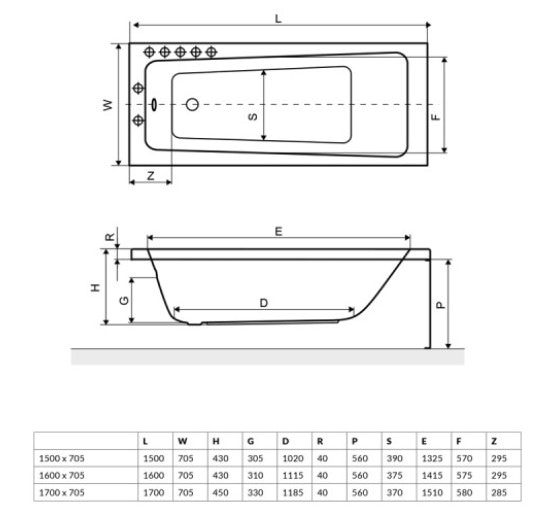 Ванная Акриловая Прямоугольная Excellent Ava 1600X705 (Waex.ava16Wh)