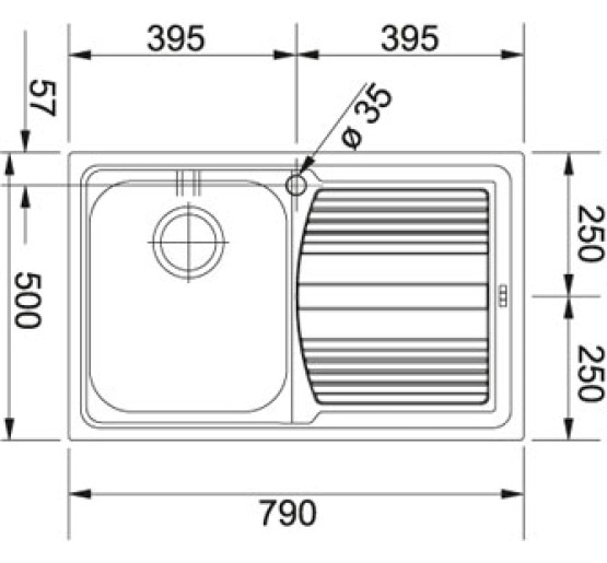 Кухонна мийка Franke Logica Line LLL 611-79 (101.0381.810) нержавіюча сталь - врізна - декорована чаша зліва