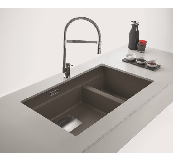 Кухонна мийка Franke KUBUS 2 KNG 120 (125.0517.109) гранітна - монтаж під стільницю - колір Сахара - (коландер та коврик Rollmat у комплекті)