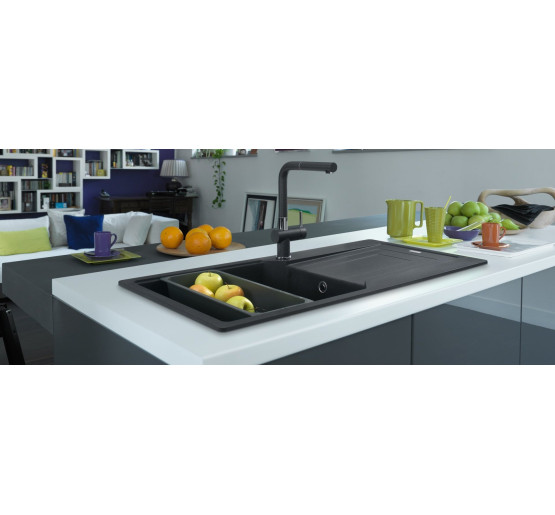 Кухонная мойка Franke Urban UBG 611-78 (114.0574.941) гранитная - врезная - оборотная - цвет Оникс - (пластиковый коландер в комлекте)