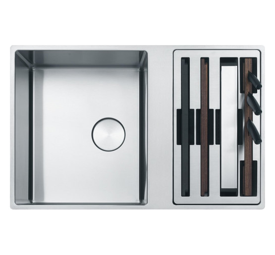 Кухонна мийка Franke Box Center BWX 220-41-27 (127.0579.559) мала чаша праворуч нержавіюча сталь - монтаж врізний або у рівень зі стільницею - полірована