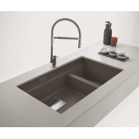 Кухонна мийка Franke KUBUS 2 KNG 120 (125.0517.122) гранітна - монтаж під стільницю - колір Онікс - (коландер та коврик Rollmat у комплекті)