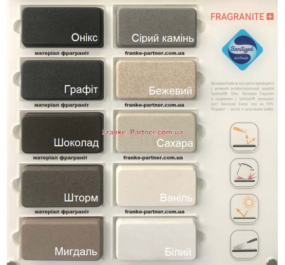Кухонна мийка Franke KUBUS 2 KNG 120 (125.0517.123) гранітна - монтаж під стільницю - колір Мигдаль - (коландер та коврик Rollmat у комплекті)