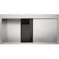 Кухонная мойка Franke Crystal Line CLV 214 (127.0306.386) полированная - монтаж врезной или в уровень со столешницей - нержавеющая сталь / Черное стекло крыло справа