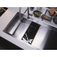Кухонна мийка Franke Crystal Line CLV 214 (127.0306.387) полірована - монтаж врізний або у рівень зі стільницею - нержавіюча сталь / Чорне скло крило зліва