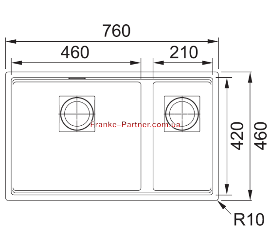 Кухонная мойка Franke KUBUS 2 KNG 120 (125.0599.047) гранитная - монтаж под столешницу - цвет SUPER METALLIC Серебристо-серый - (коландер и коврик Rollmat в комплекте)