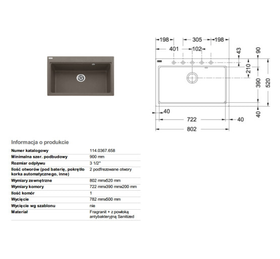  Кухонна мийка Franke FIJI FIG 610-80 шторм 802x520 (114.0367.658)
