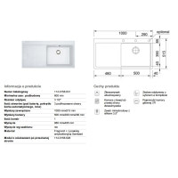 Кухонная мойка Franke MYTHOS MTG 611 белый права 1000x515 (114.0502.868)