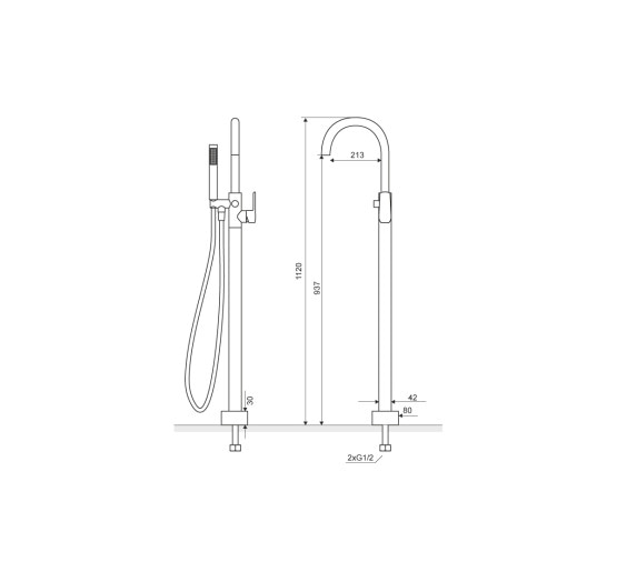 Підлоговий змішувач для ванни Excellent CLEVER 2.0 (ARAC.4157CR)