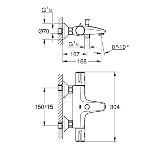Змішувач термостат для ванни Grohe Grohtherm 800 (34576000)