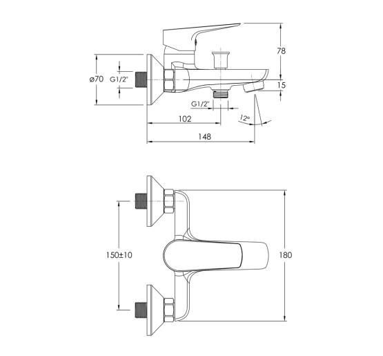 Змішувач для ванни Imprese MODUS хром (f03208201SR) 
