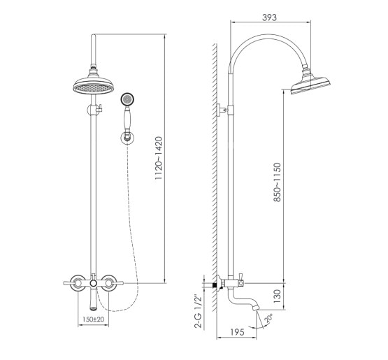 Душова система з змішувачем для ванни Imprese PODZIMA ZRALA патинована бронза (ZMK02170809) 