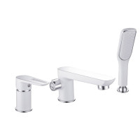 Смеситель врезной на 3 отверстия для ванны Imprese Breclav White хром/белый (85245W)