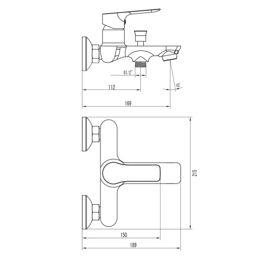 Змішувач для ванни Imprese Kucera хром (10105)