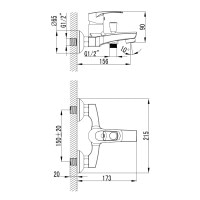 Змішувач для ванни Imprese Lidice хром (10095)