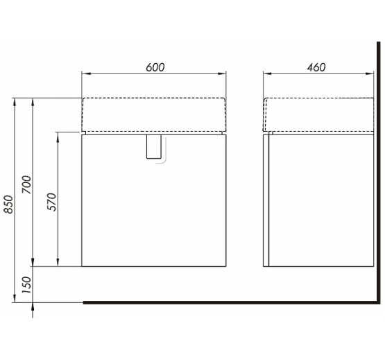 Шкафчик подвесной под умывальник Kolo Twins 60x57x46 серебряный графит (89487)