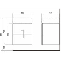 Шкафчик подвесной под умывальник Kolo Twins 50x57x46 серебряный графит (89490)