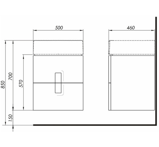 Шкафчик подвесной под умывальник Kolo Twins 50x57x46 черный матовый (89491)