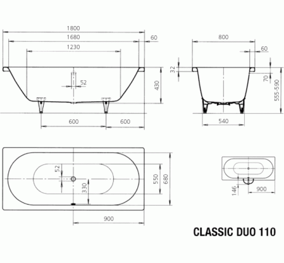 Ванна Kaldewei Classic Duo (mod 110) 180x80 біла (291000010001)