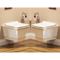 Унітаз підвісний Idevit Neo Classic без сидінням білий/декор золото (3304-0616-0088)