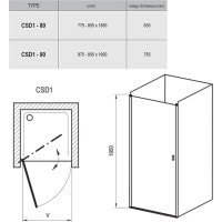 Душевые двери Ravak Chrome CSD1-90 сатин/transparent (0QV70U00Z1)