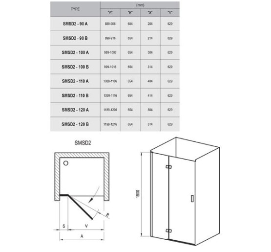 Душевые двери Ravak SmartLine SMSD2-90 L (A) хром/transparent (0SL7AA00Z1)