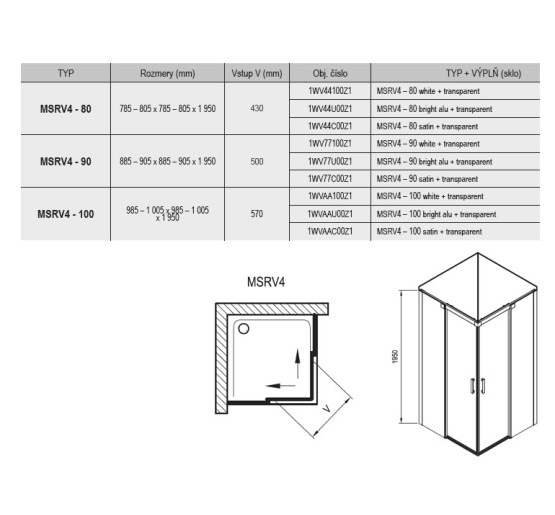 Душова кабіна Ravak Matrix MSRV4-90/90 полір.алюм./transparent (1WV77C00Z1)