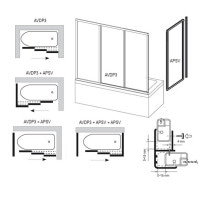 Нерухома стінка для ванни Ravak APSV-70 білий/Transparent (95010102Z1)
